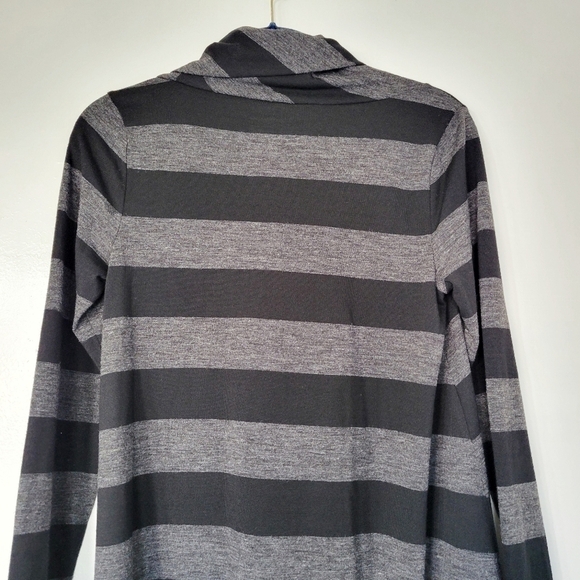 NWT LOFT Ann Taylor Long Sleeve Cowl Neck Black Gray Striped Dress Size Small - Picture 5 of 11